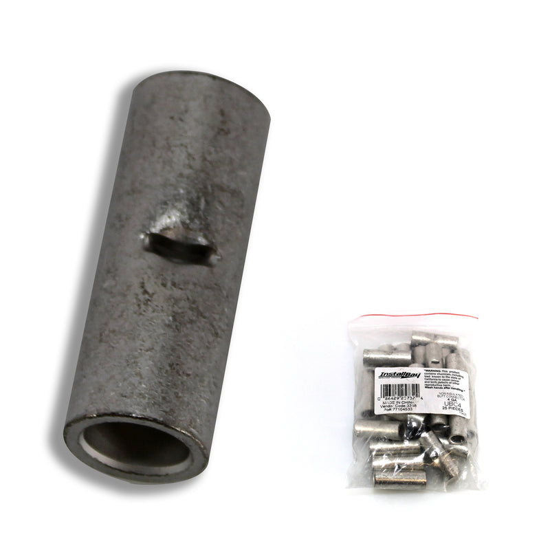 Install Bay 4 Gauge Uninsulated Butt Connectors 25 Pack UBC4
