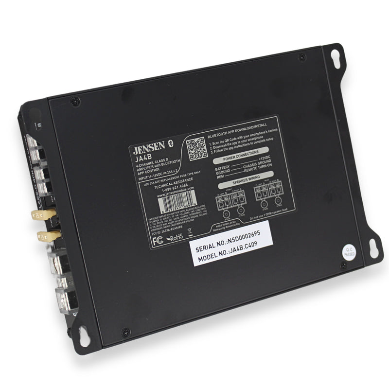 Jensen 4-Channel 740 Watts Class D RGB Amplifier w/ Bluetooth App Control