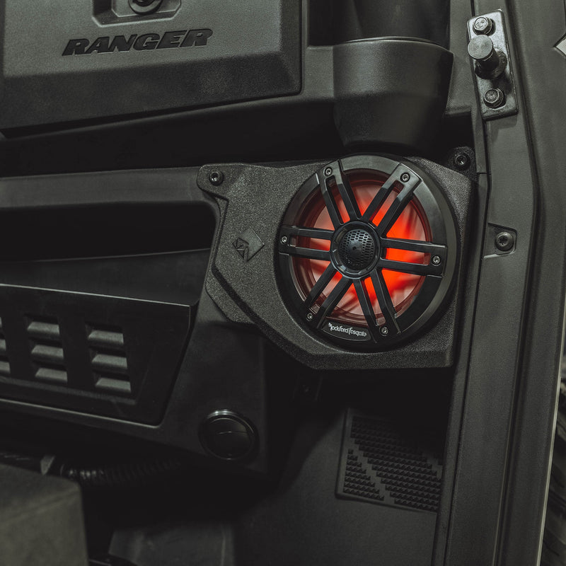Rockford 6.5 Enclosures /w Black RGB Marine Speakers 1200W Polaris Ranger 2018+