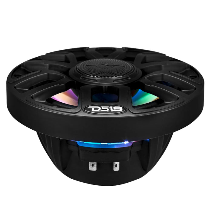 DS18 6.5" 2-Way 150 Watt RMS 4-Ohm RGB LED Coaxial Marine Speaker Black