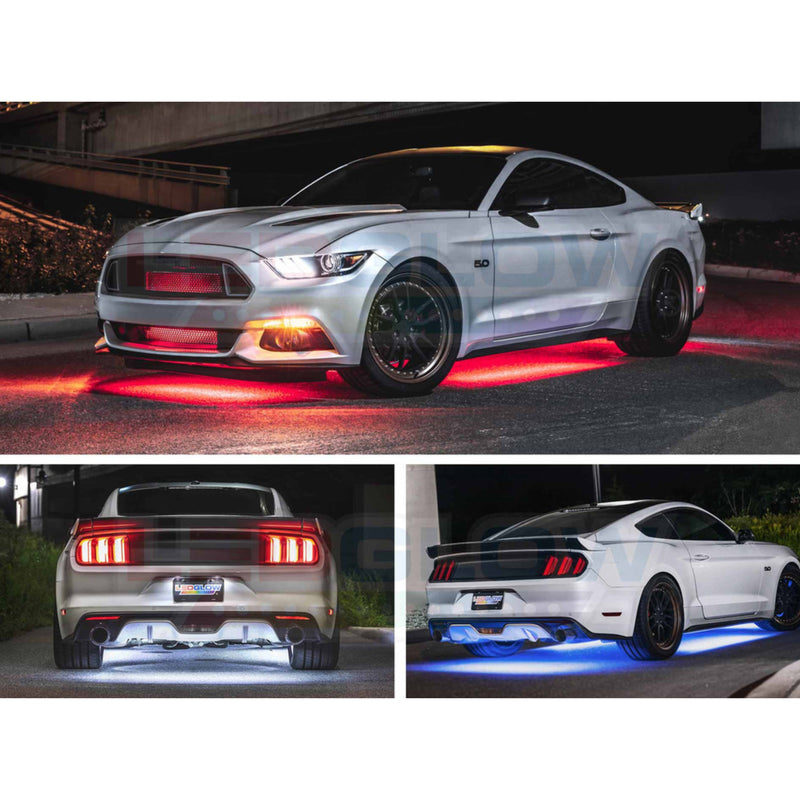LEDGlow 8pc Million Color Bluetooth Car Underglow and Interior Lighting Kit