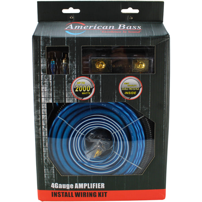 American Bass 4 Gauge Amplifier Install Blue Wiring Kit / AB-BLUE-4GKIT