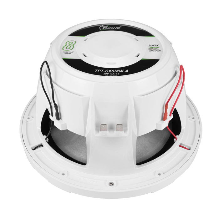 Timpano 8 Inch 600 Watt 4 Ohm 2-Way Coaxial Marine Speakers White TPT-CX8MW-4