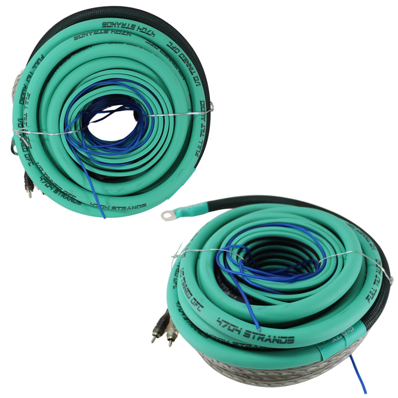 Full Tilt Audio 100% OFC 0 Gauge Teal / Black Amplifier Install Kit