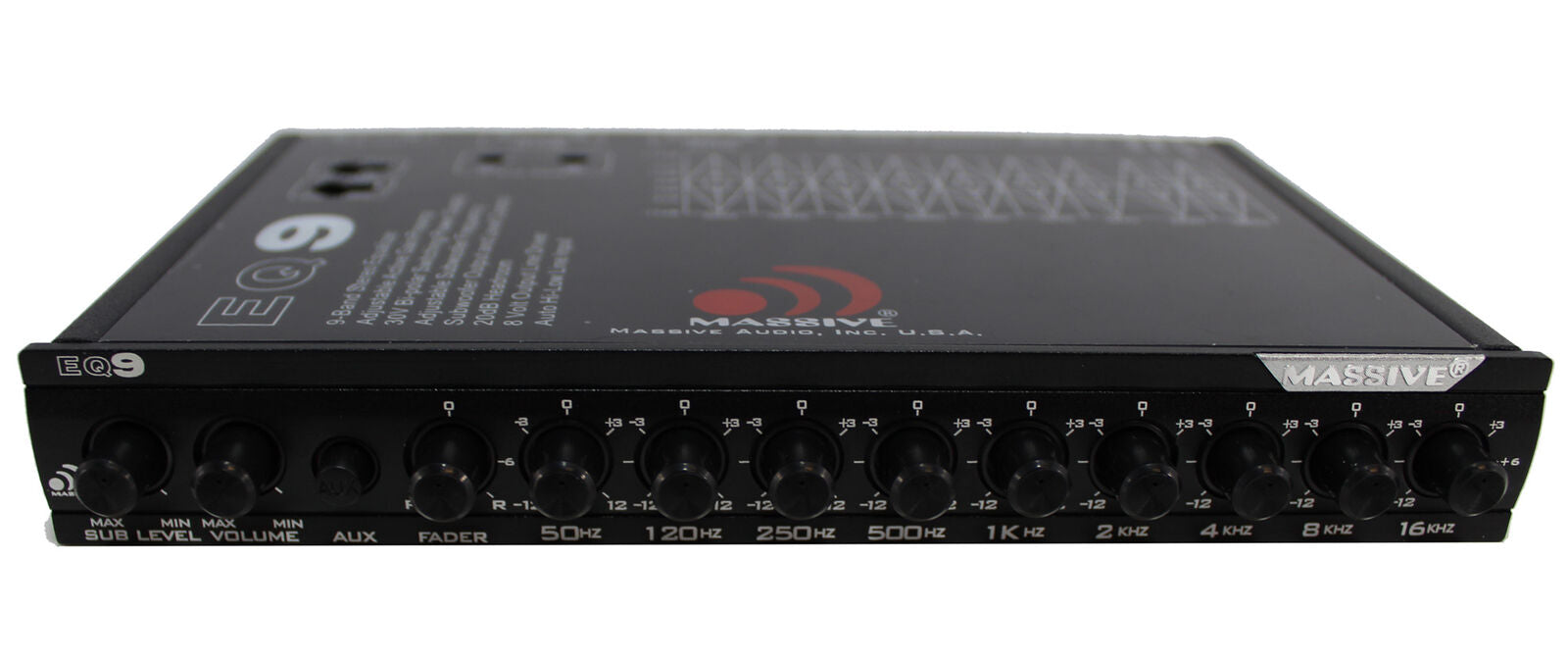 Massive Audio EQ9 6 Channel Aux Inputs 7V RCA Outputs 9 Band Graphic Equalizer