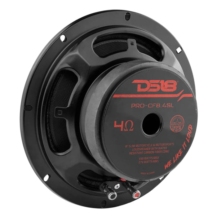 DS18 8" Motorcycle & Powersports Loudspeaker 4 Ohm 550W Carbon Fiber PRO-CF8.4SL