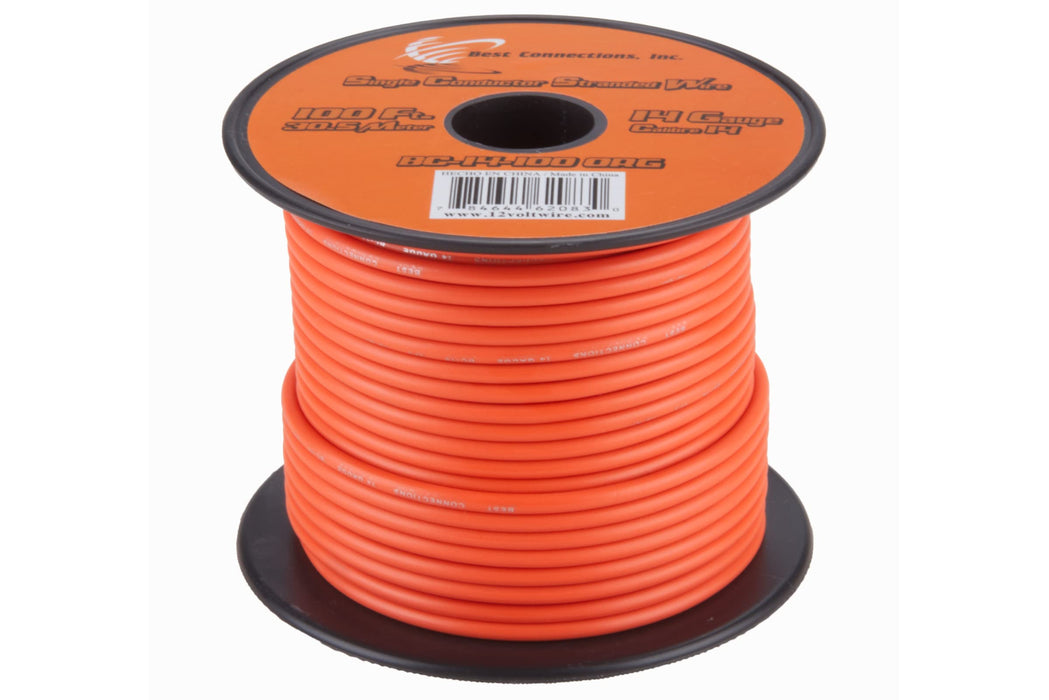 14 GA 100 FT Roll Orange Stranded CCA Primary Wire Lot Cut By The Foot