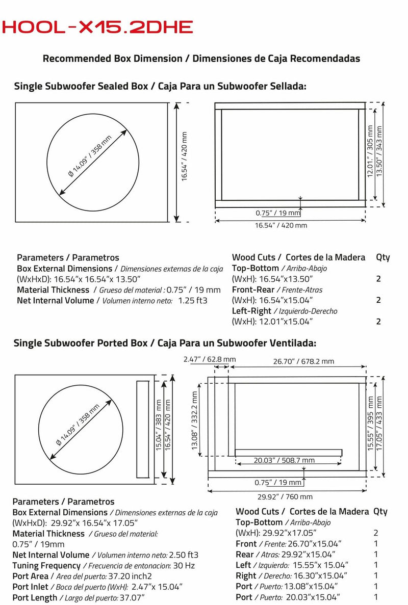 DS18 Hooligan X 15" 6000 Watt 4"DVC 2 Ohm High Excursion Competition Subwoofer