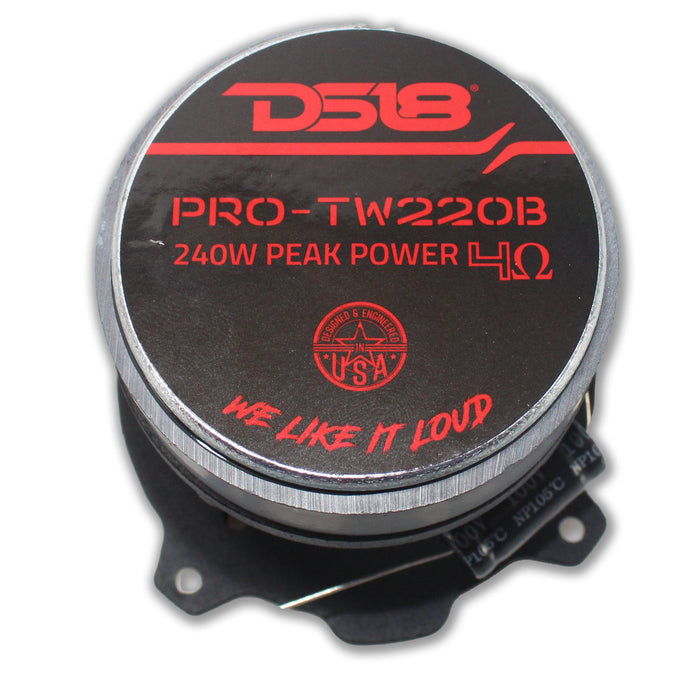 DS18 3" Pro Series 4 Ohm 240W Super Bullet Tweeters W/ Crossover PRO-TW220B