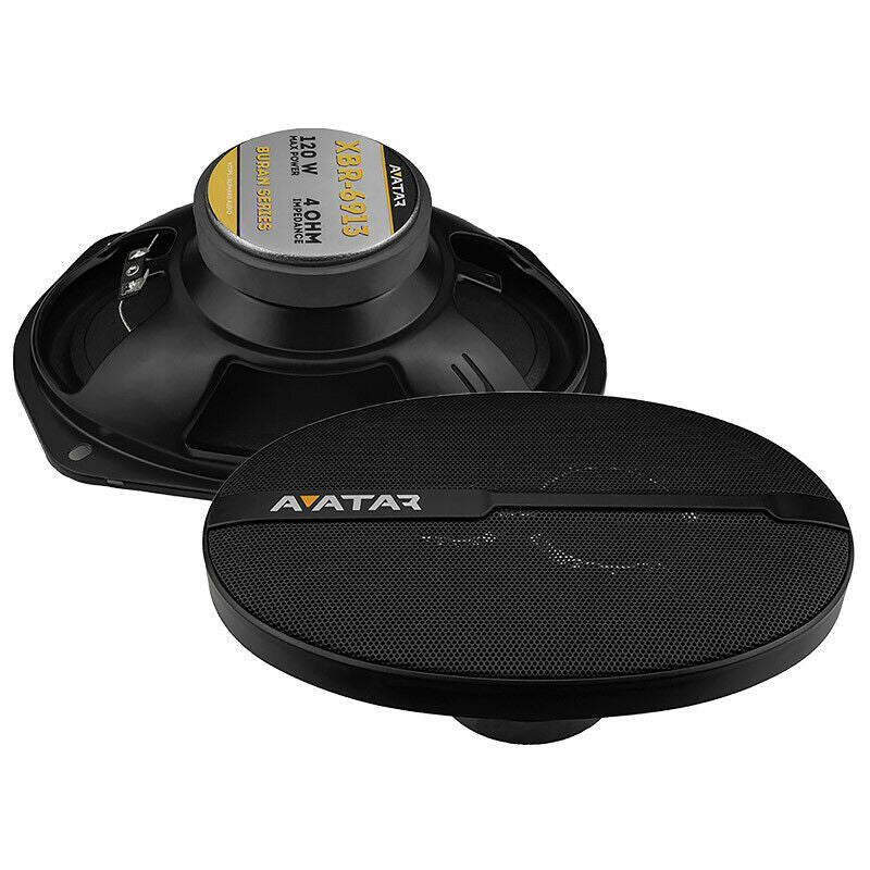 Pair of Avatar 6x9" 60W + 6.5" 150W RMS 4-Ohm Car Audio Black Coaxial Speakers