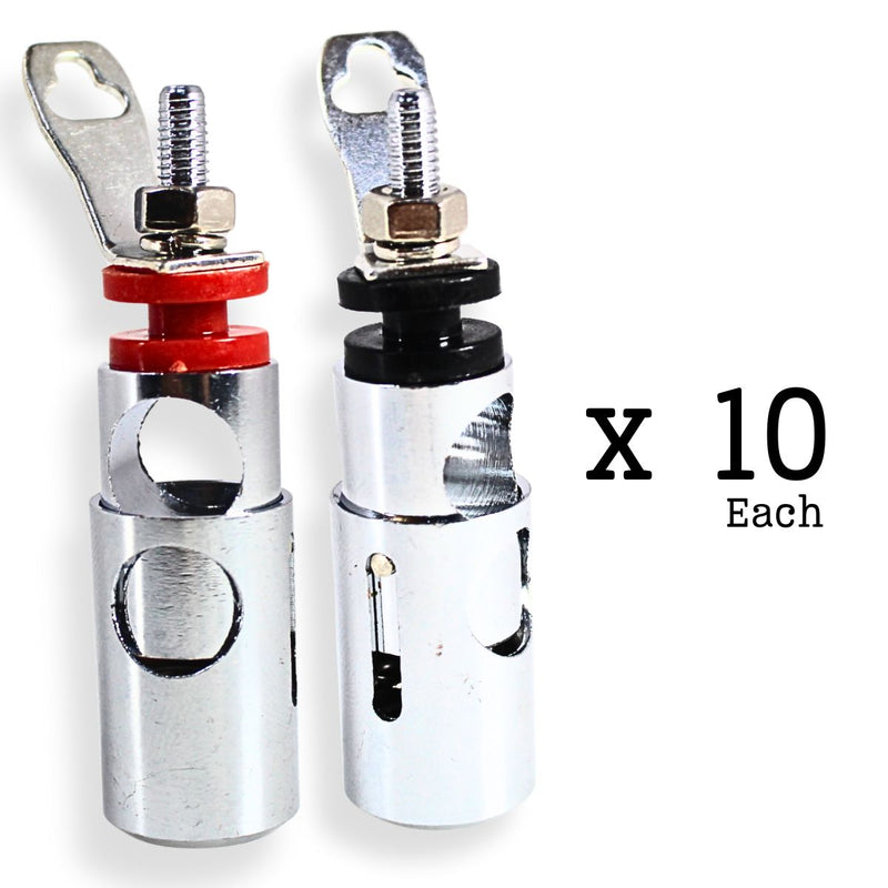 Big Jeff Audio 4Ga Tall Speaker Push Terminal Brass-Nickel Red/Black 20 Pack