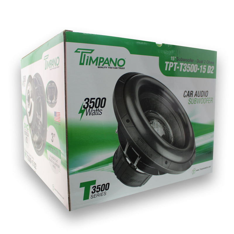 Pair Timpano 15" Subwoofers 7000W Dual 2 Ohm TPT-T3500-15 D2
