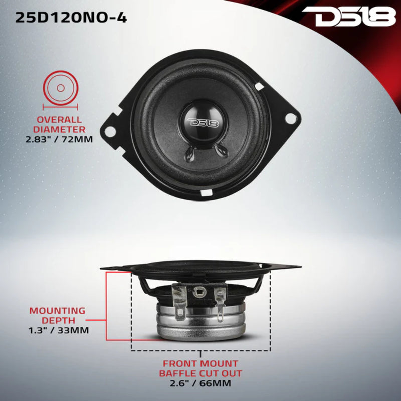 2.5" 80 Watt RMS 4-ohm OEM Dash Loudspeaker Pair with Neodymium Magnet