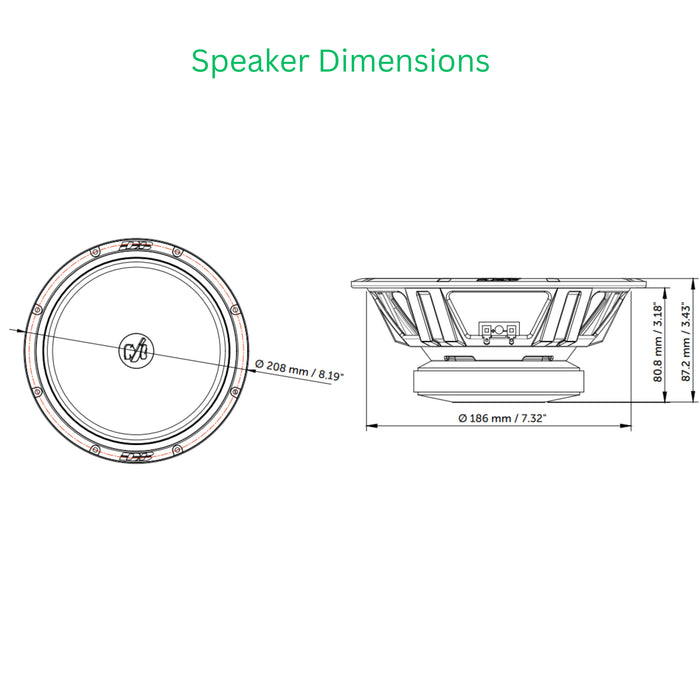 Deaf Bonce Pair of 8" 260 Watts Max 4 Ohm Midrange Loud Speakers MM-80-V2