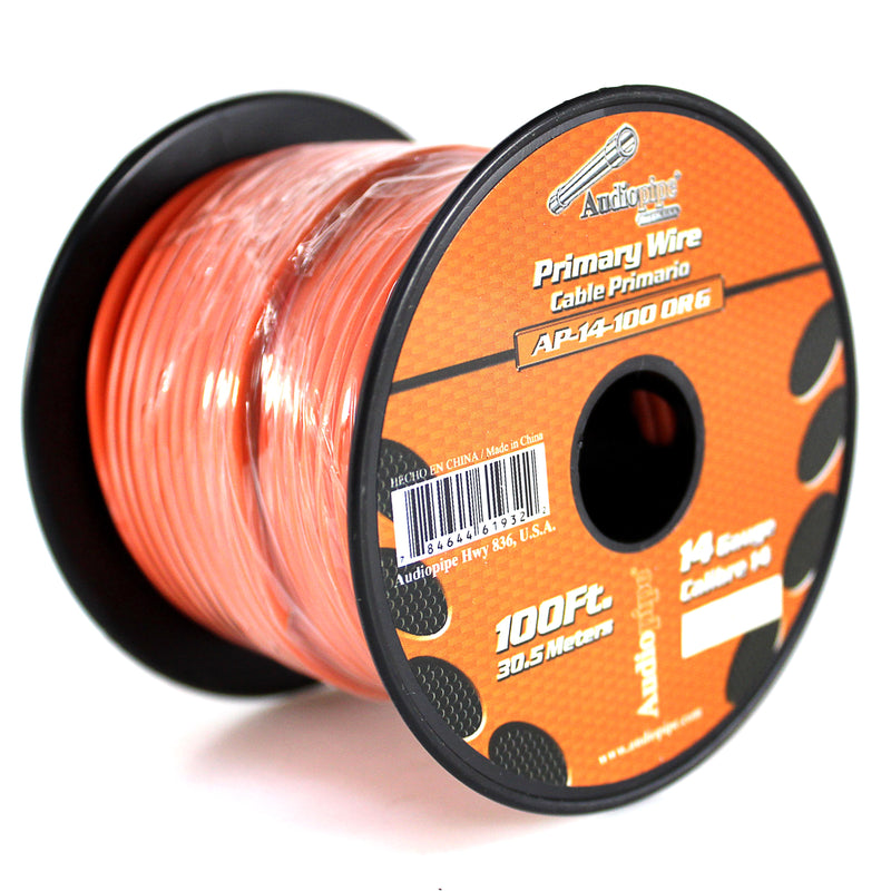 14 GA 100 FT Orange Stranded of CCA Primary Power Ground Wire Cable - Full Spool