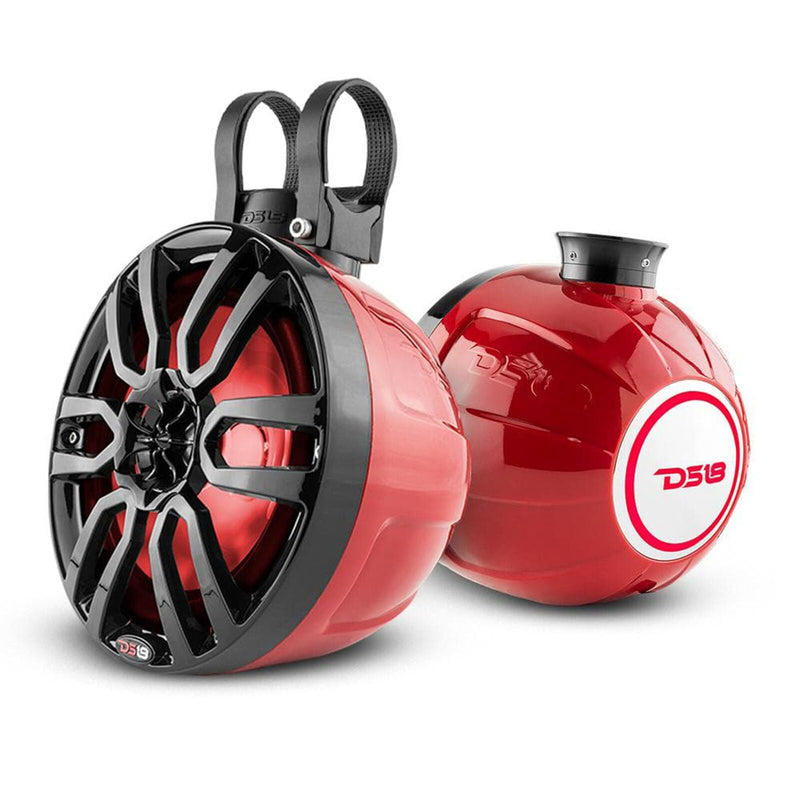 DS18 Mini 8" Marine Pod Speakers 750W Red RGB LED Jetski Pair NXL-PS8R