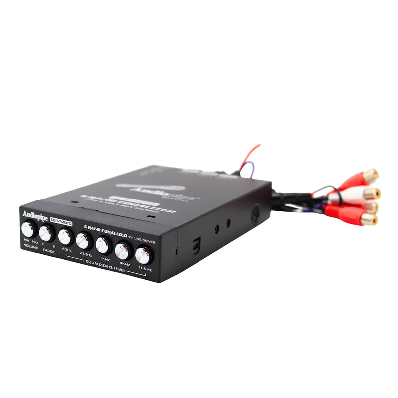 Audiopipe 5 Band 7 Volt Half-Din Line Driver Graphic Equalizer Black EQ-57MOTO