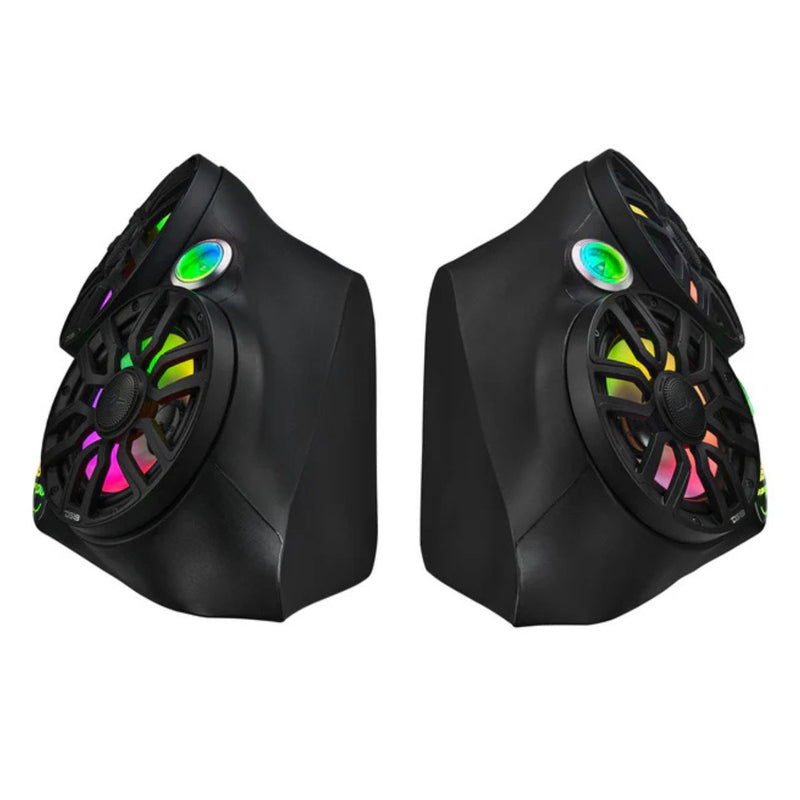 DS18 Polaris Slingshot Dual Front Fender 8 Loaded Speaker Pods LED Lighting