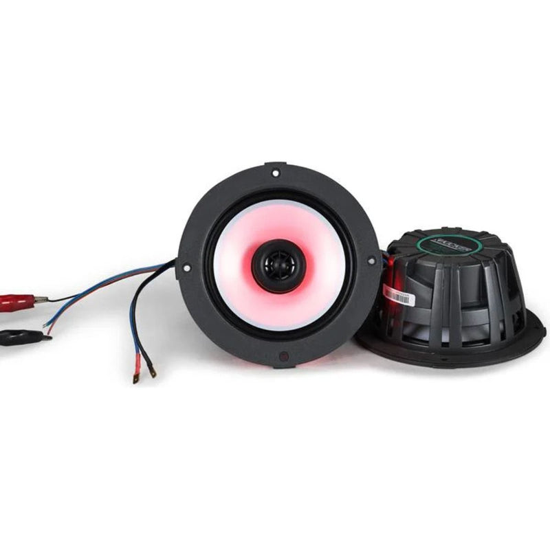 6.5" 4-Ohm LED Thin-Mount Coaxial Speakers Kicker REAL MARINE Technology KM614FL