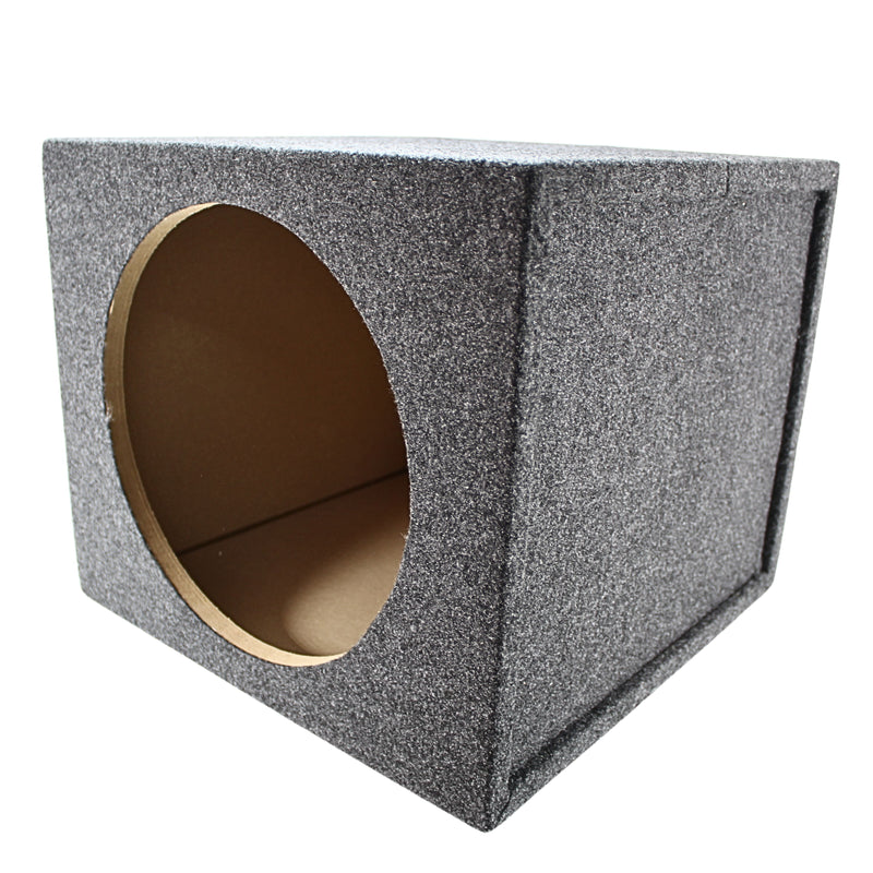 Single 12” Sealed Carpeted Subwoofer Box Made w/ Heavy-Duty MDF Construction
