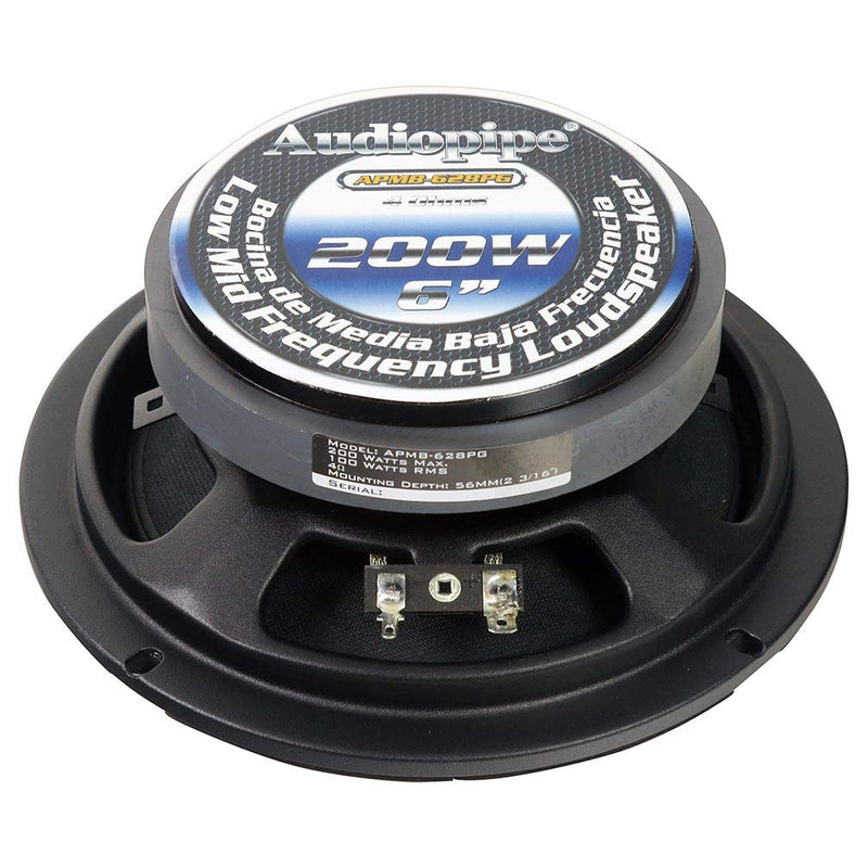 Audiopipe 6" Mid Bass Car Audio Bullet Loud Speaker 200W 4 Ohm Gold