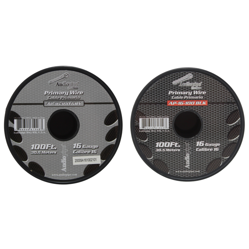 16 GA 100 FT Black Grey Stranded Spools of CCA Primary Power Ground  Wire Cable