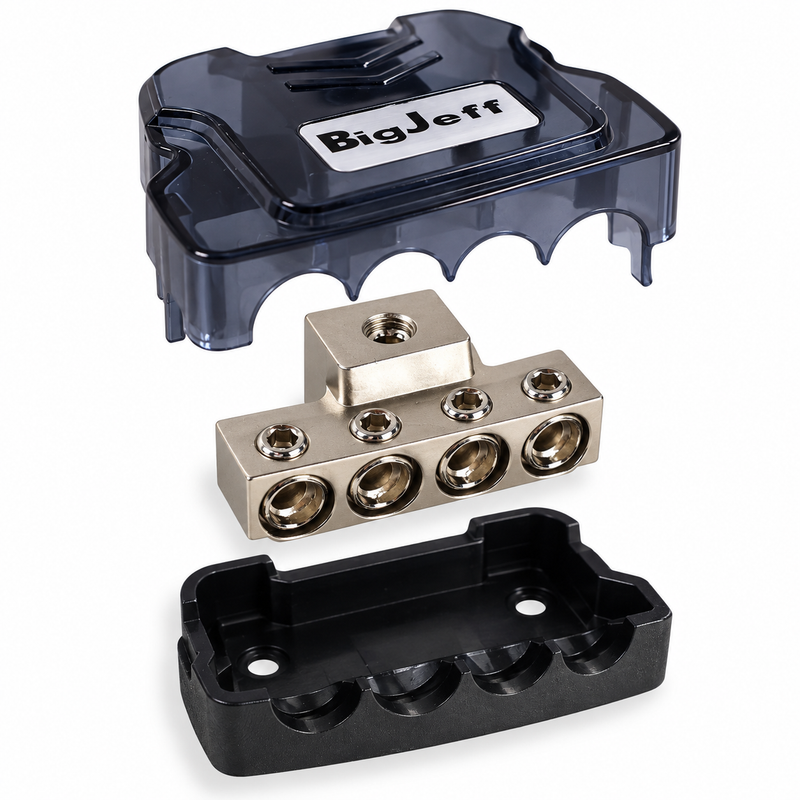 Big Jeff Audio DB14 4-Way Distribution Power Ground Block 1x 0Ga 4x4 AWG 2 Pack