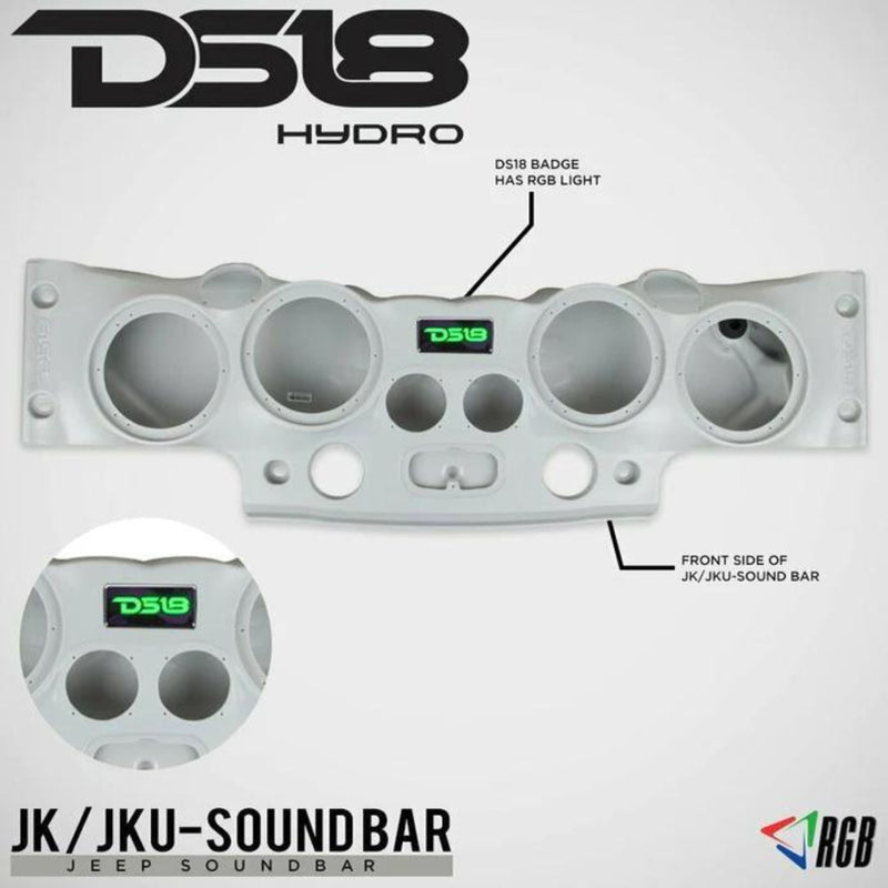 DS18 Molded Soundbar for Jeep Wrangler Gray LED Car Audio Sound Bar JK JKU