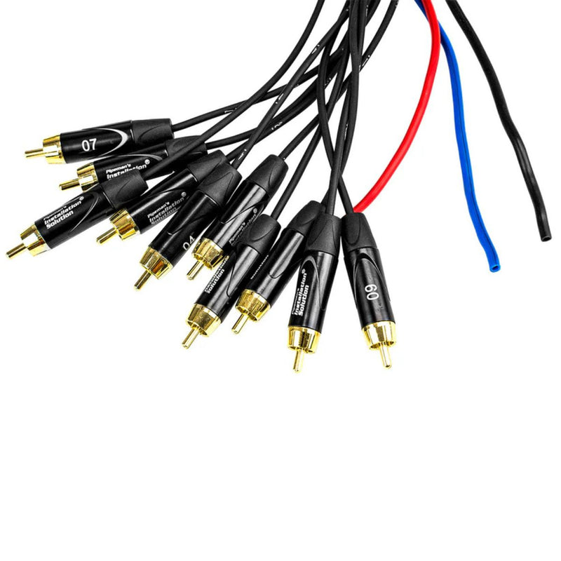 30ft Medusa Cable 10-Channel RCA with 3x12 Ga Black, Blue, Red Power Cables