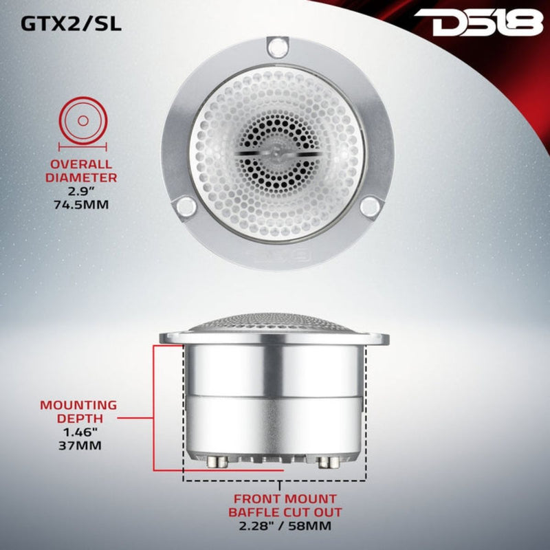 3" 120 Watt RMS 4-Ohm Super Bullet Tweeter w/ Titanium Voice Coil DS18 GTX2