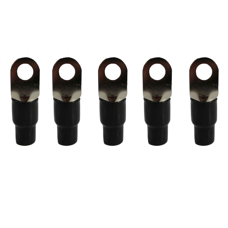 XS Power 5pk, Black 4 AWG 10.5MM Ring Terminals Nickel Plated XS-RT4L-BK