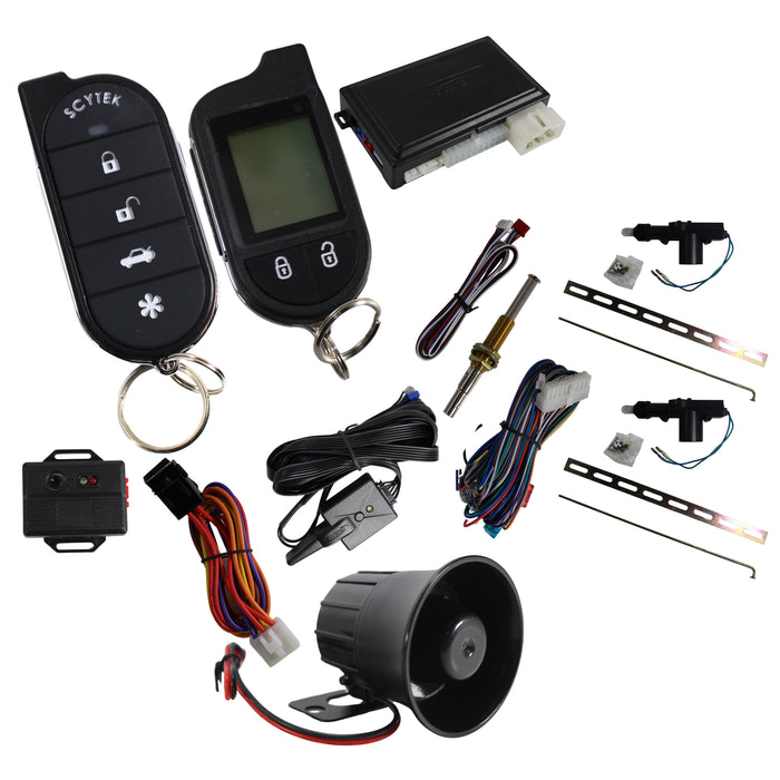 A4.2W Car Alarm Security System with Siren, Keyless Entry 2-Way LCD Remote Start