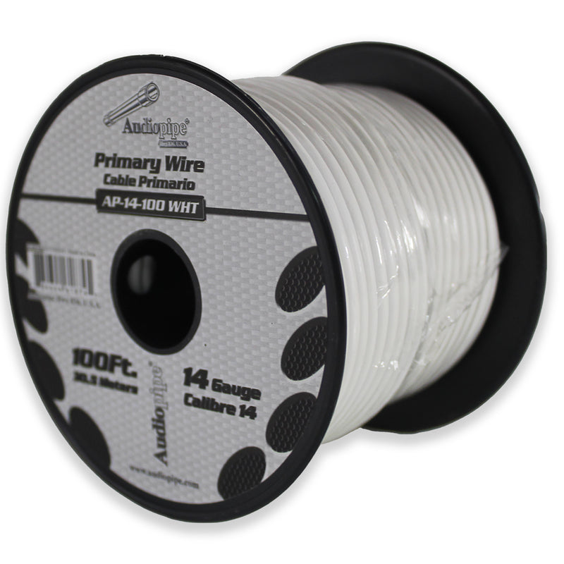 14 GA 100 FT White Stranded of CCA Primary Power Ground Wire Cable - Full Spool