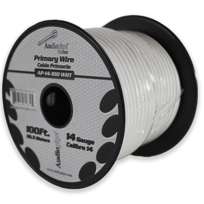 Audiopipe (2) 14ga 100ft CCA Primary Ground Power Remote Wire Spool Black/White