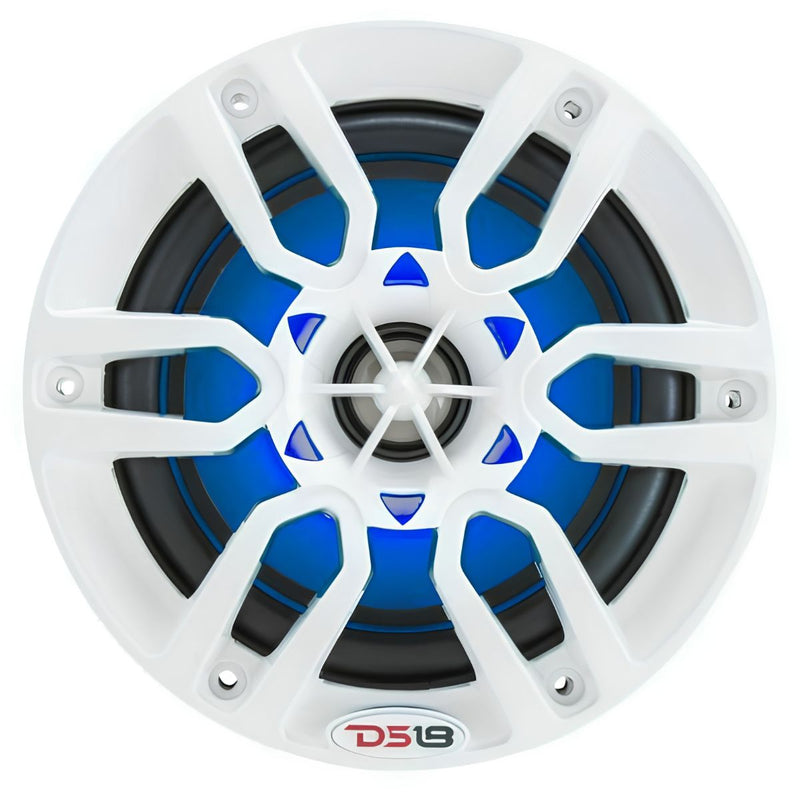 DS18 8" 125W 4 Ohm Power Sport Marine Speakers RGB LED Hydro 1 PAIR White NXL8