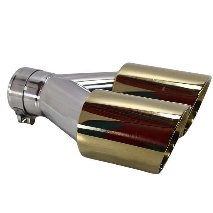 Mach-Speed Universal Car Exhaust Tip Slant Cut Double Wall Miami Gold Open Box