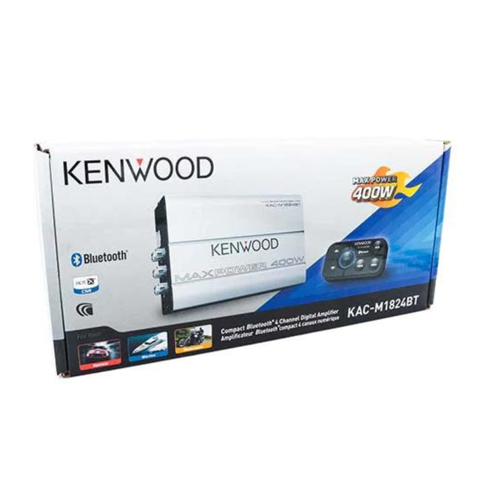 Kenwood Class D 4 Channel 4 ohm 400 Max Bluetooth Power Marine Amplifier