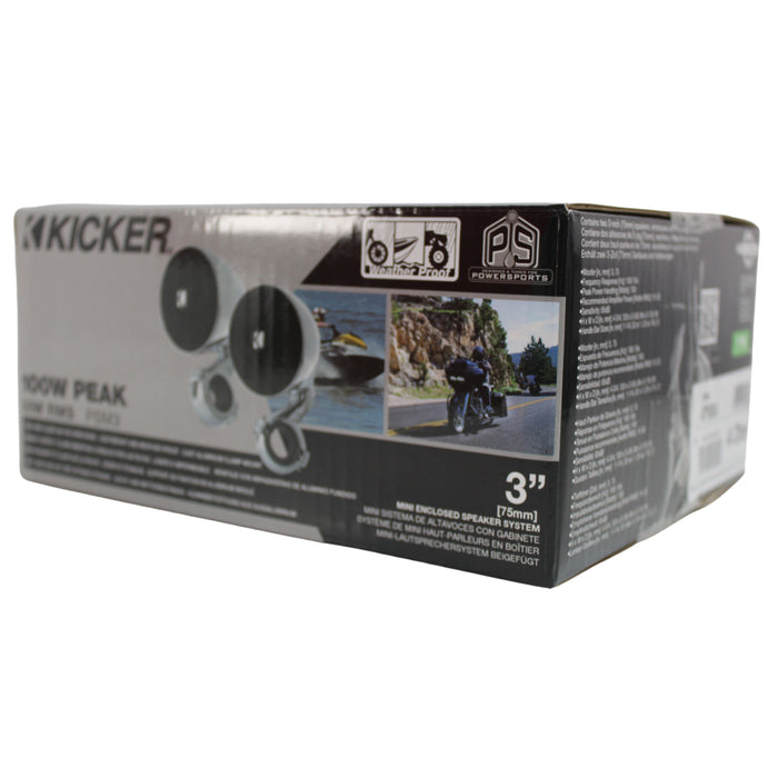 Kicker Mini Enclosed Weather Proof Speaker Pair, 3-Inch 4 Ohm 100W Peak 47PSM34