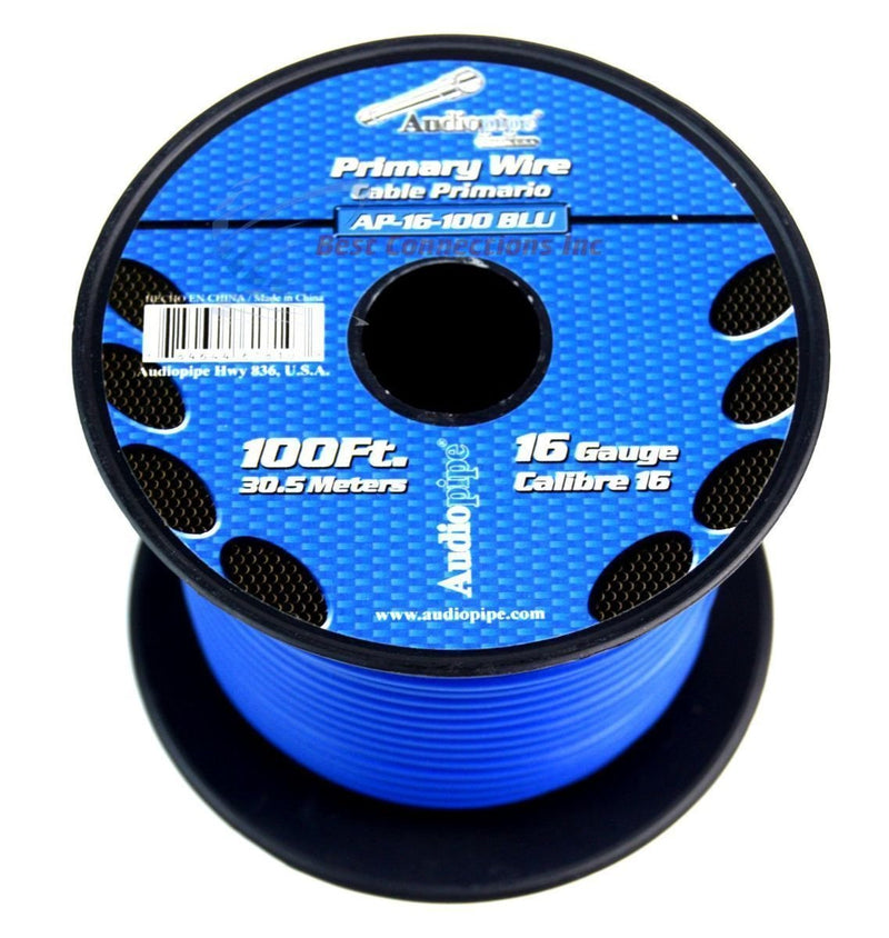 16 GA 100 FT Roll Blue Stranded Spool of CCA Primary Power Ground Wire Cable