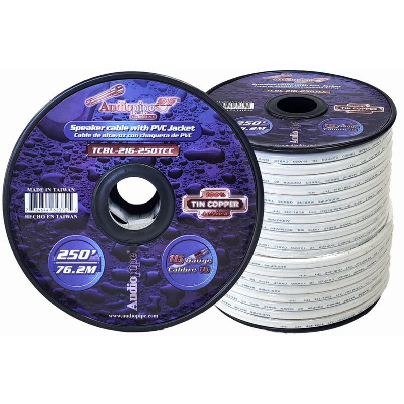 16 GA White PVC Jacket OFC Tin Copper Audiopipe Speaker Wire Lot Cut By The Foot