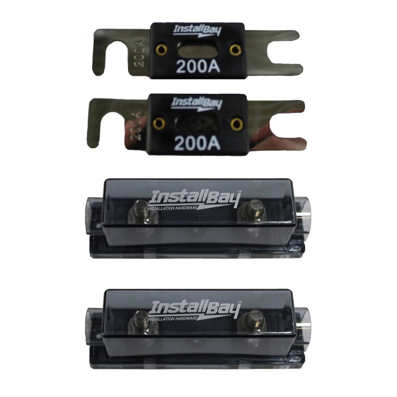 Install Bay Pair of Nickel Plated Fuse Holders ANLFH  + Fuses ANL-200