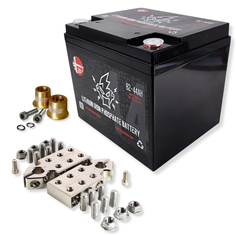 B2 Audio 44Ah 5000W LiFePO4 Battery 12V w SAE Posts & 1/0 AWG 6 Input Terminals