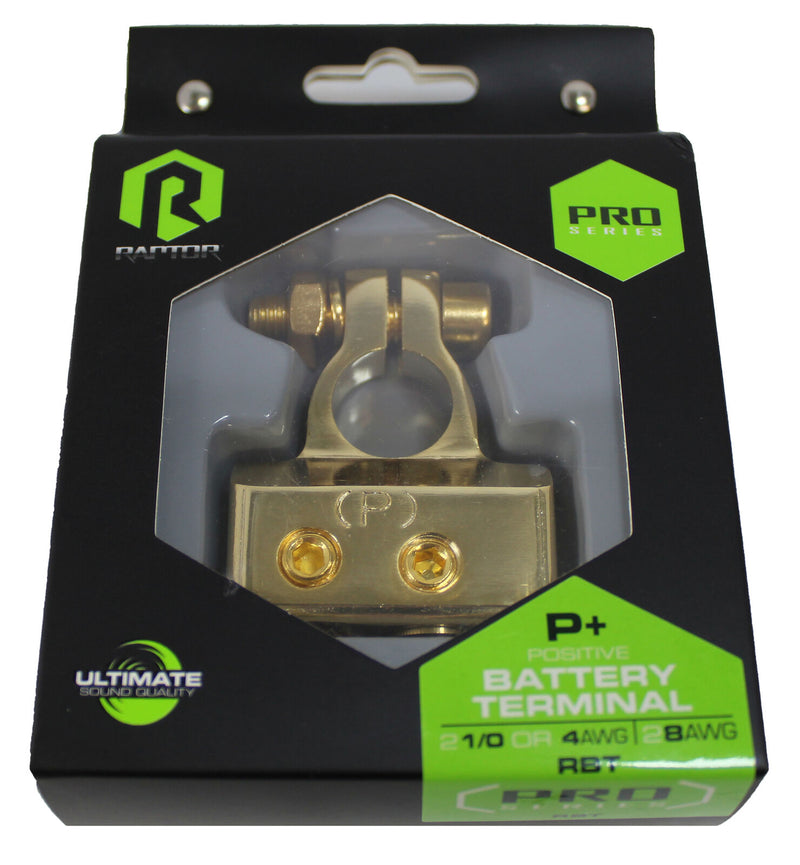 Pro Series 24K Gold-Plated Positive Battery Terminal 1/0 or 4 AWG to 8 AWG RBT