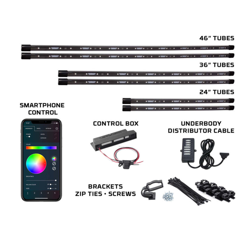 LEDGlow 10pc Million Color Bluetooth Truck Underglow and Interior Lighting Kit