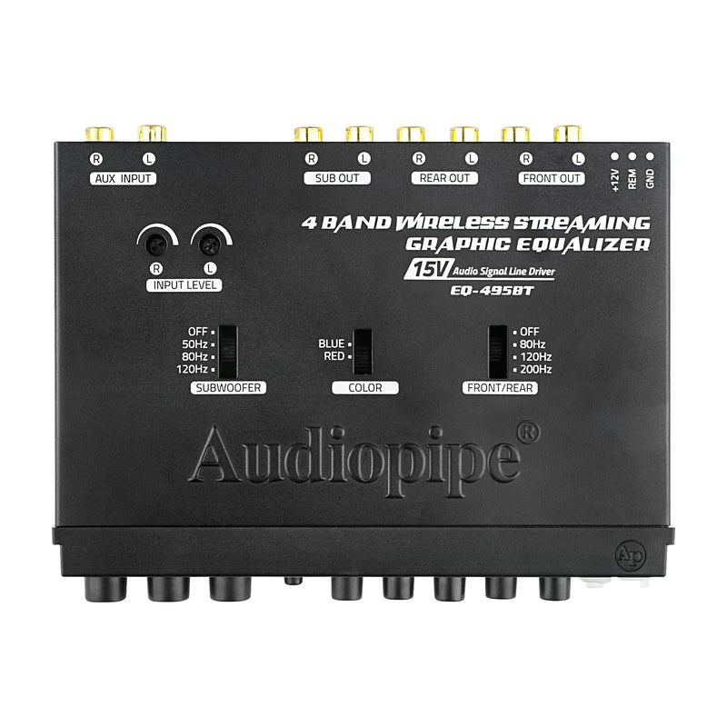 Audiopipe Water Resistant 4Band 15V Half-Din Wireless Streaming Equalizer
