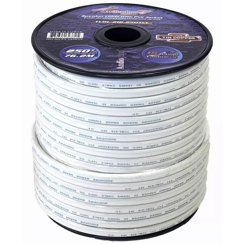 16 GA White PVC Jacket OFC Tin Copper Audiopipe Speaker Wire Lot Cut By The Foot