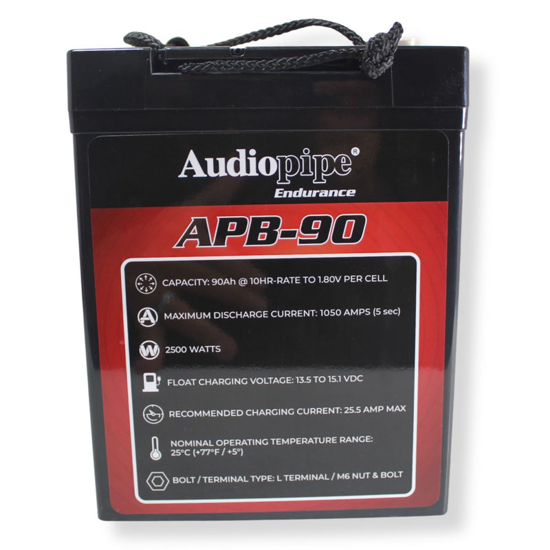 Audiopipe APB-90 12V 2500W 1050Amp AGM Deep Cycle Power Cell Battery 90Ah