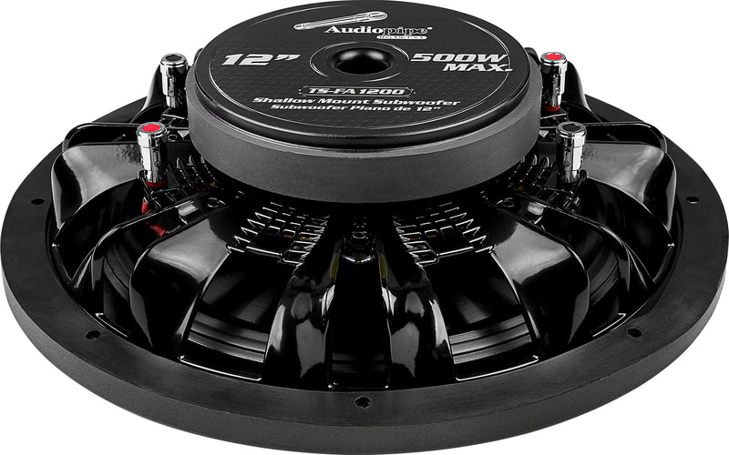 Audiopipe 12" 500W Max Dual Voice Coil 4-Ohm Ultra Shallow Mount Subwoofer