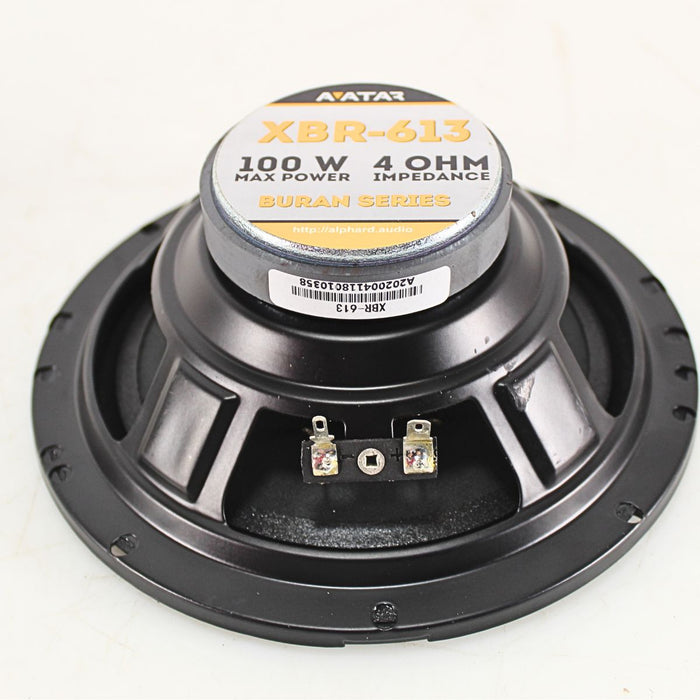 Avatar 6.5" 50 Watt RMS 4-Ohm Black Coaxial Speaker Pair XBR-613 OPEN BOX