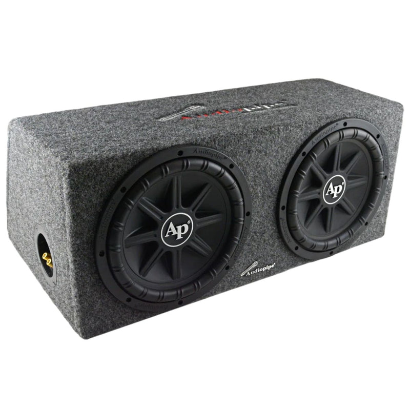 Audiopipe Bass Package Dual 12" 800W RMS Subwoofer Sealed Enclosure w/ Amp + Amp Kit